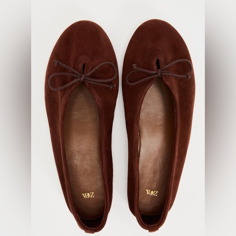 NWT Zara Faux Suede Ballet Flat - Size 9